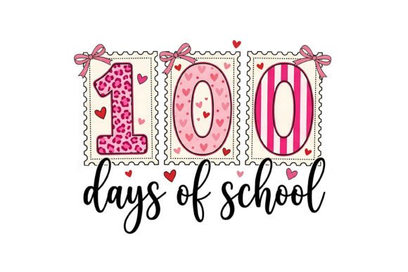 100 Days of School Pink Stamp SVG: Graphics for T-Shirt Designs