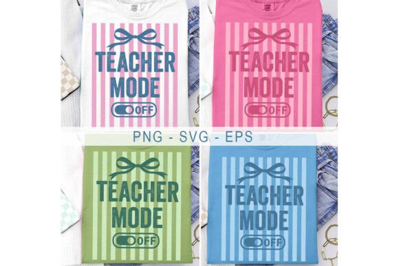 Striped Teacher Mode Off SVG for Graphics & T-Shirt Designs