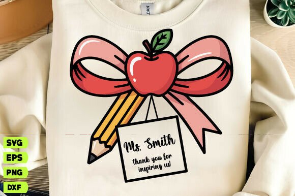Teacher Coquette Pencil Bow Svg: Graphics for T-Shirt Designs